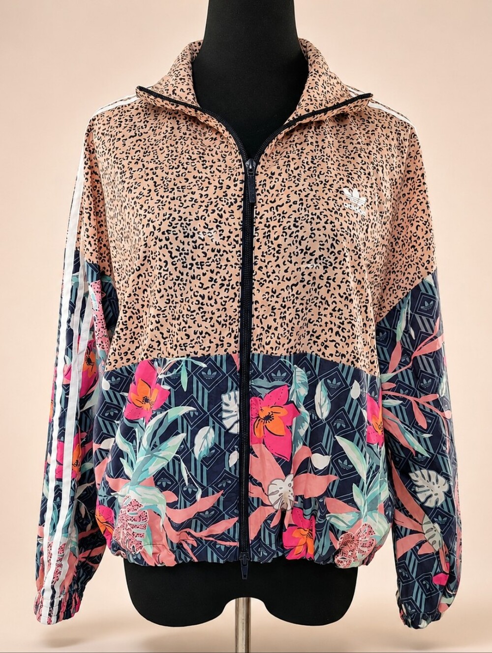 Adidas Originals x HER Studio London XL Leopard Floral Cropped Track Jacket